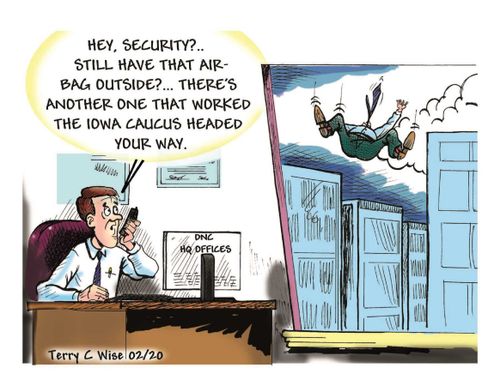 "Hey, security?. . . Still have that airbag outside?. . .There's another one that worked the Iowa Caucus headed your way."