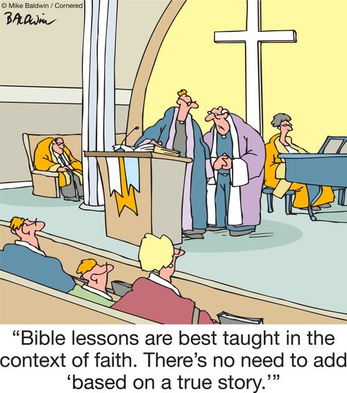 "Bible lessons are best taught in the context of faith. There's no need to add 'based on a true story.'"