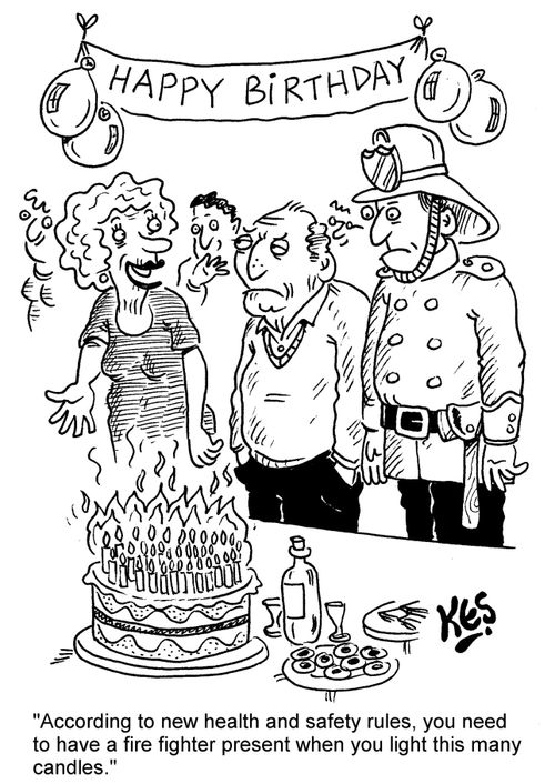 "According to new health and safety rules, you need to have a fire fighter present when you light this many candles."