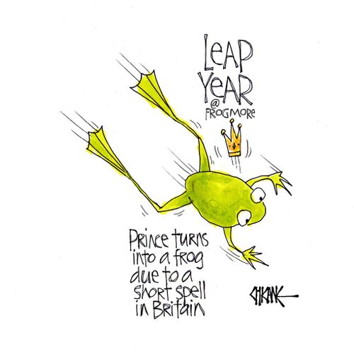 Prince turns into a frog due to a short spell in Britain.