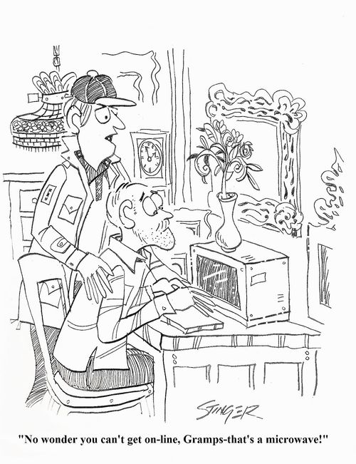 "No wonder you can't get on-line, Gramps - that's a microwave!"
