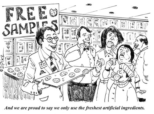 "And we are proud to say we only use the freshest artificial ingredients."
