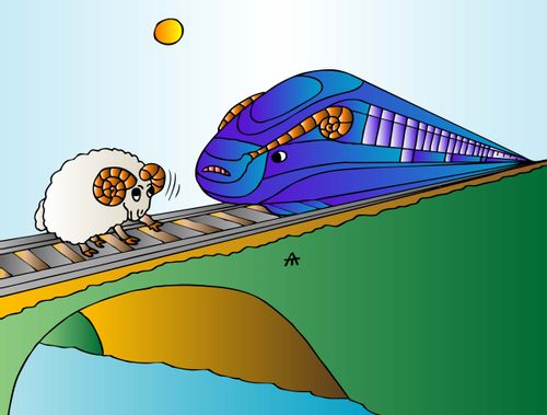 Train and sheep