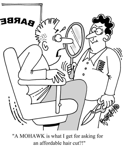 "A MOHAWK is what I get for asking for an affordable hair cut?!"