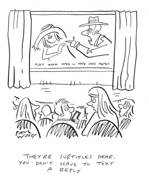 "They're subtitles dear, you don't have to text a reply."