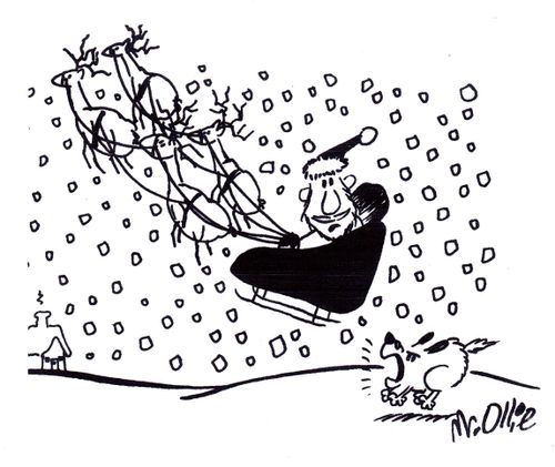 Dog Chasing Santa