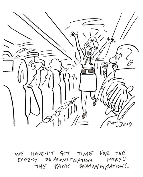 "We haven't got time for the safety demonstration, here's the panic demonstration!..."