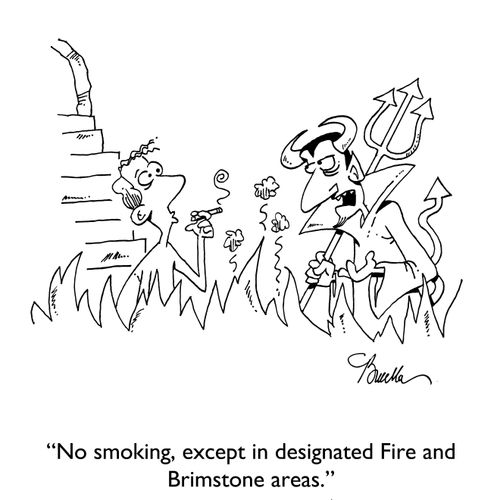 "No smoking, except in designated Fire and Brimstone areas."
