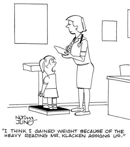 "I think I gained weight because of the heavy reading Mr. Klacken assigns us."