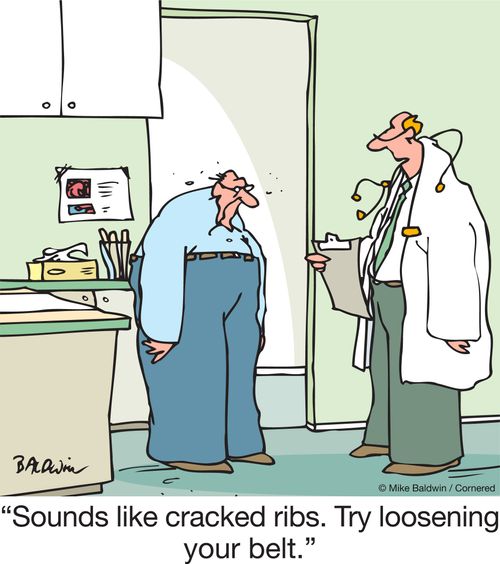"Sounds like cracked ribs. Try loosening your belt."
