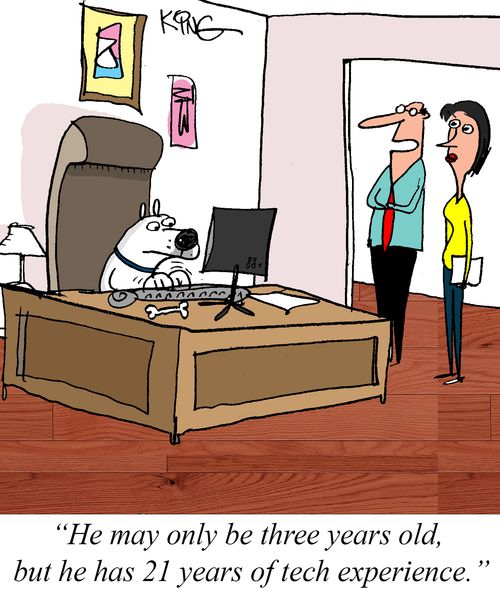 "He may only be three years old, but he has 21 years of tech experience."