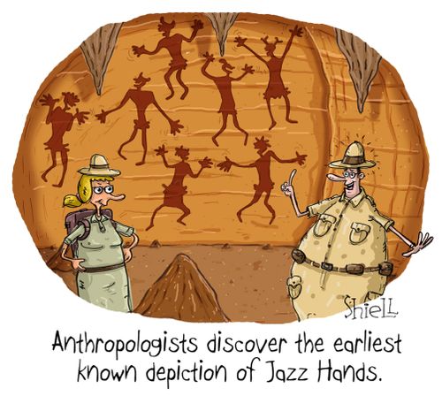 Anthropologists discover the earliest known depiction of Jazz Hands.