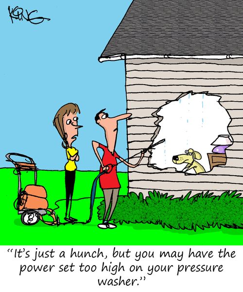"It's just a hunch, but you may have the power set too high on your pressure washer."