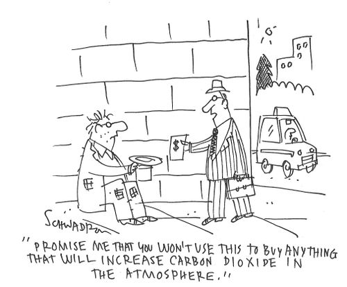 "Promise me that you won't use this to buy anything that will increase carbon dioxide in the atmosphere."