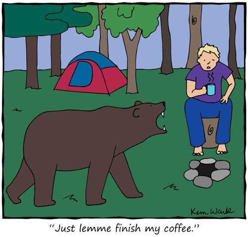 "Just lemme finish my coffee."