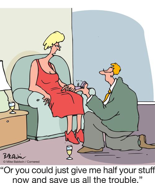 "Or you could just give me half your stuff now and save us all the trouble."
