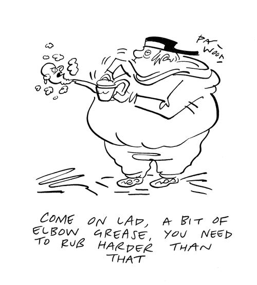 "Come on lad, a bit of elbow grease, you need to rub harder than that."
