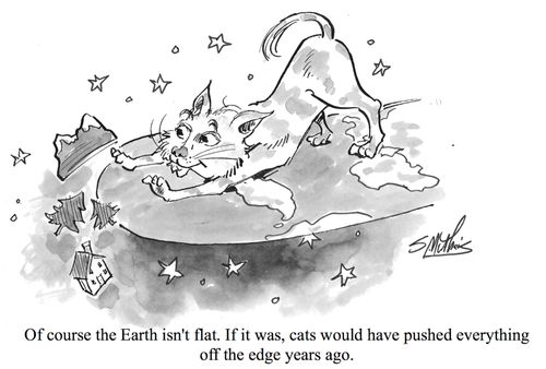 Of course the Earth isn't flat. If it was, cats would have knocked everything off the edge years ago.