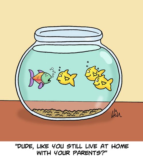 "Dude, like you still live at home with your parents?"