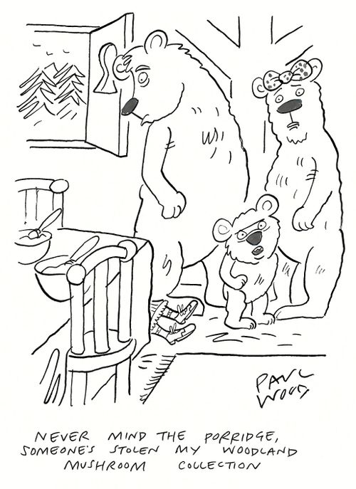 "Never mind the porridge, someone's stolen my woodland mushroom collection."