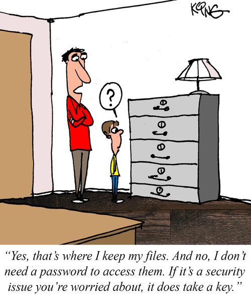 "Yes, that's where I keep my files. And no, I don't need a password to access them. If it's a security issue you're worried about, it does take a key."