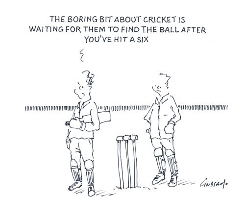 "The boring bit about cricket is waiting for them to find the ball after you've hit a six."