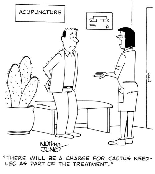"There will be a charge for cactus needles as part of the treatment." 