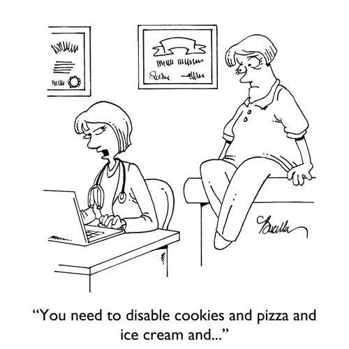 "You need to disable cookies and pizza and ice cream and..."