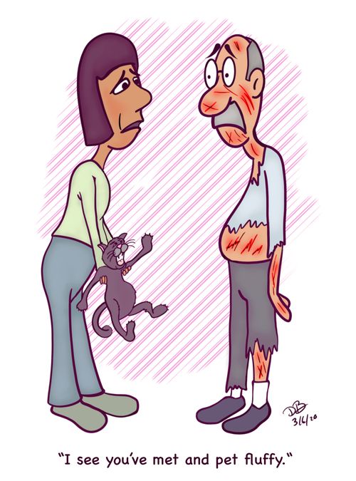 "I see you've met and pet Fluffy."