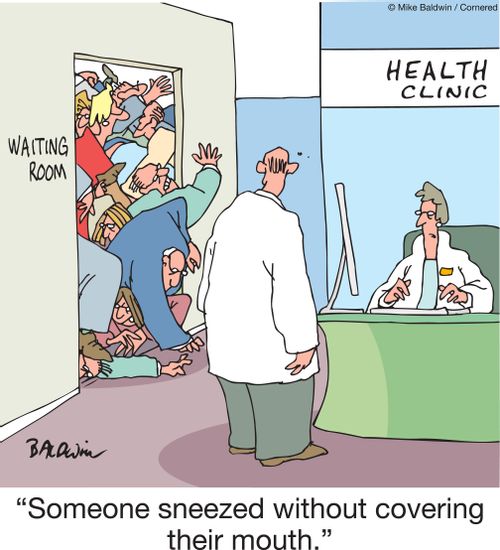 "Someone sneezed without covering their mouth."