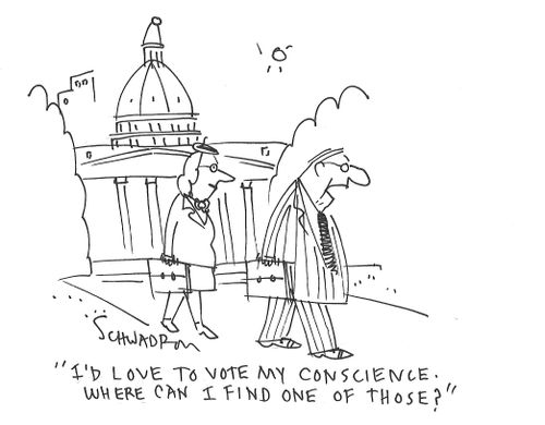 "I'd love to vote my conscious. Where can I find one of those?"