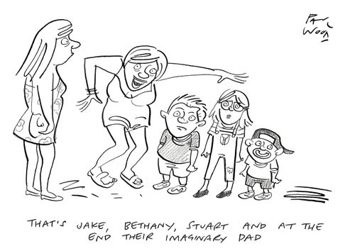 "That's Jake, Bethany, Stuart, and at the end their imaginary dad."