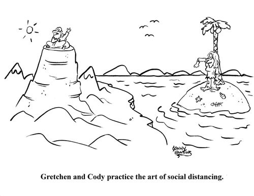 Gretchen and Cody practice the art of social distancing.