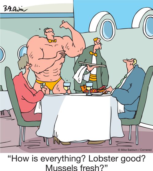 "How is everything? Lobster good? Mussels fresh?"