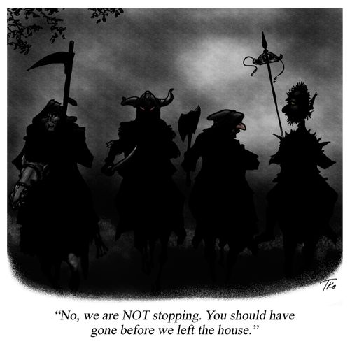 "No, we are NOT stopping. You should have gone before we left the house."