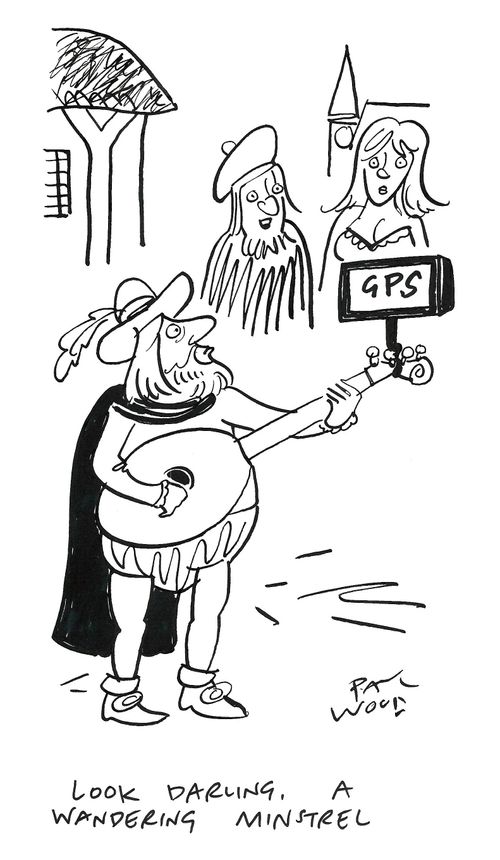 "Look darling, a wandering minstrel."