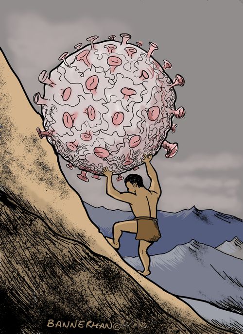 Sisyphus pushes the Corona Viurs