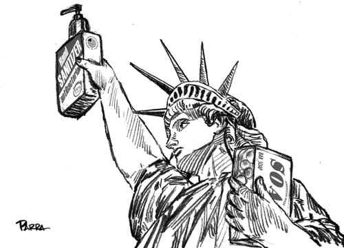 Statue of Liberty and Hand Sanitizer
