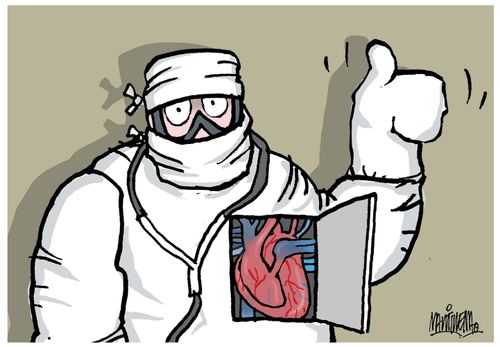 Medical personnel give their hearts