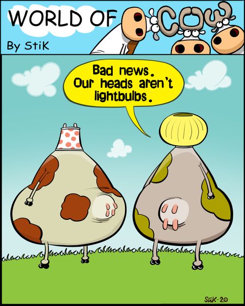 "Bad news. Our heads aren't lightbulbs."