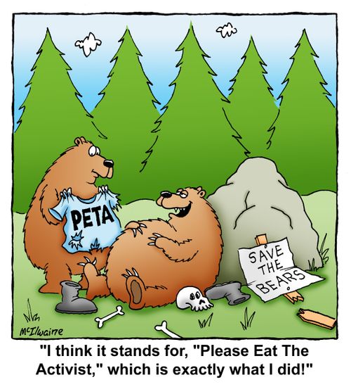 "I think it stands for, 'Please Eat the Activist,' which is exactly what I did!"