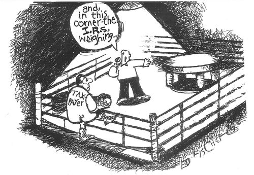 "...and in this corner - the IRS weighing..."
