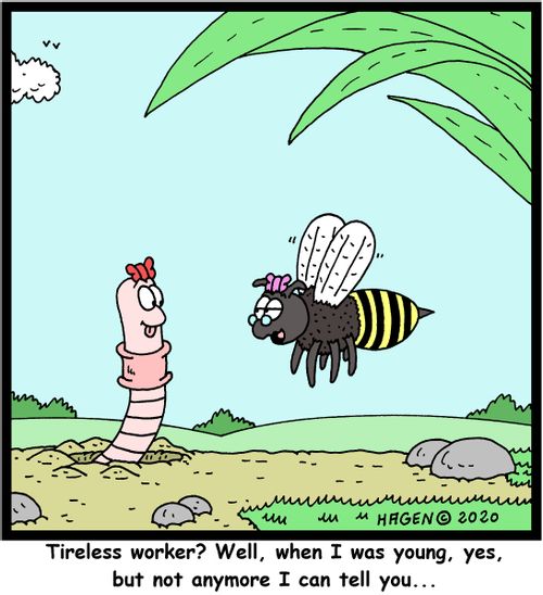 "Tireless worker? Well, when I was young, yes, but not anymore I can tell you..."