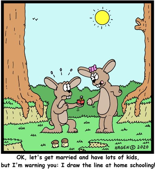 "OK, let's get married and have lots of kids, but I'm warning you: I draw the line at home schooling!"