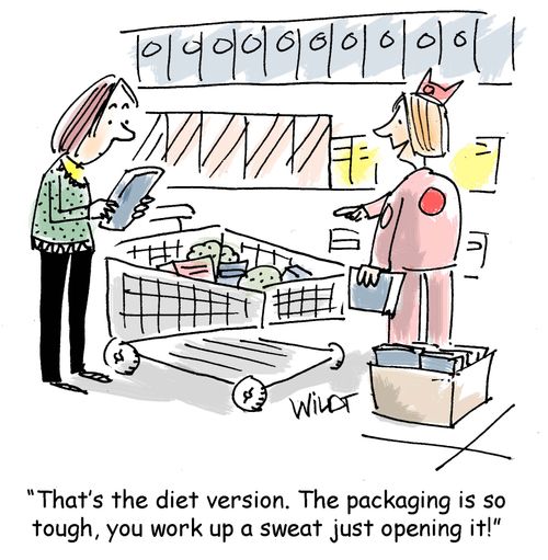 "That's the diet version. The packaging is so tough, you work up a sweat just opening it."