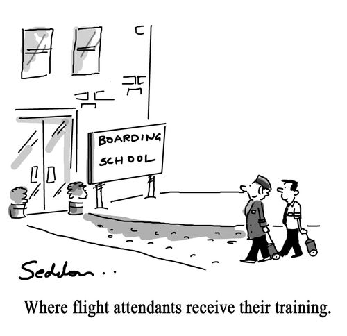 Where flight attendants receive their training.