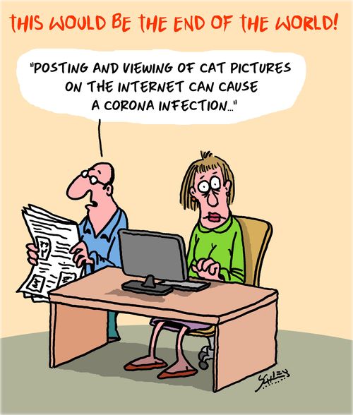 "Post and viewing of cat pictures on the internet can cause a corona infection..."