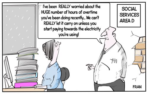 "I've been really worried about the huge numbers of hours you've been doing recently. . . we can't really let it carry on unless you start paying towards the electricity you're using!"