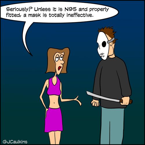 "Seriously? Unless it is N95 and properly fitted, a mask is totally ineffective."