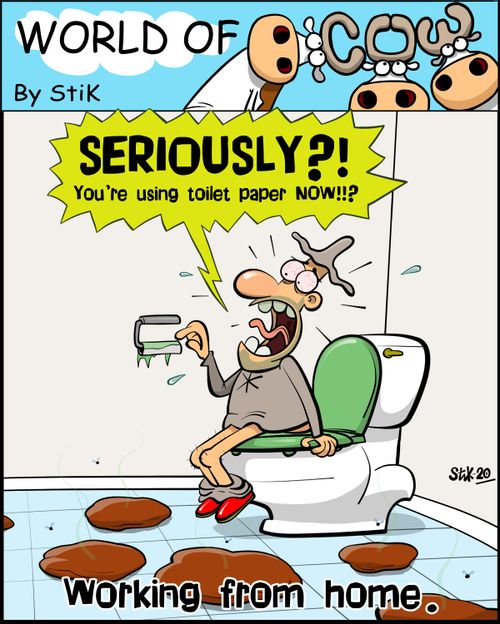 "Seriously?! You're using toilet paper now?!"